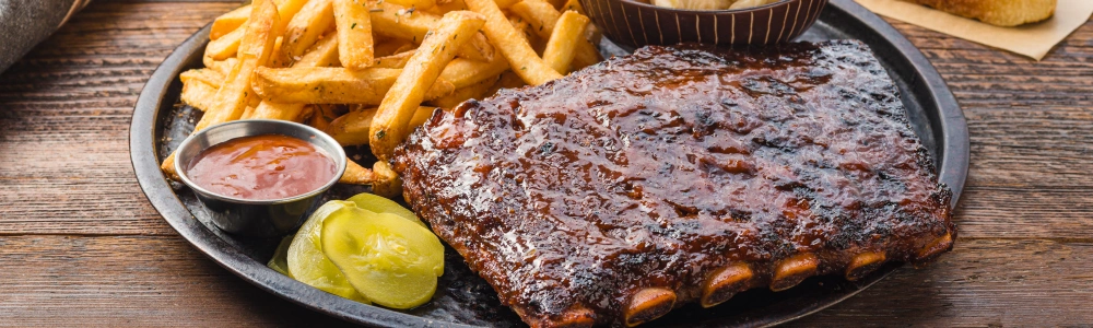 grilled bbq pork ribs plate