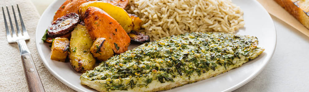 Barramundi seabass plate with sides