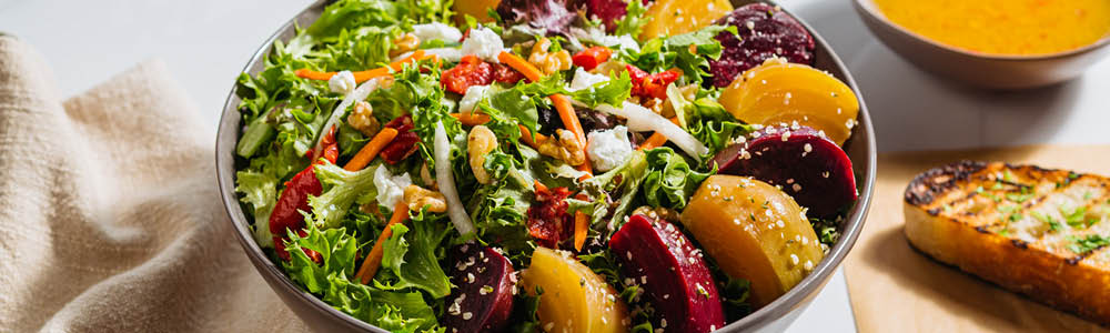 Local mixed beet salad with fresh greens